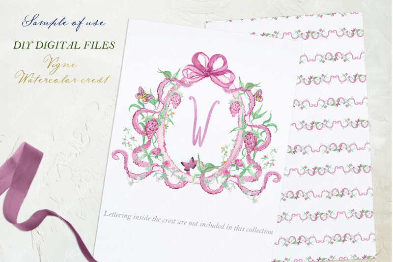 wedding-family-crest-diy-burgundy-grape-digital-papers-watercolor-clip