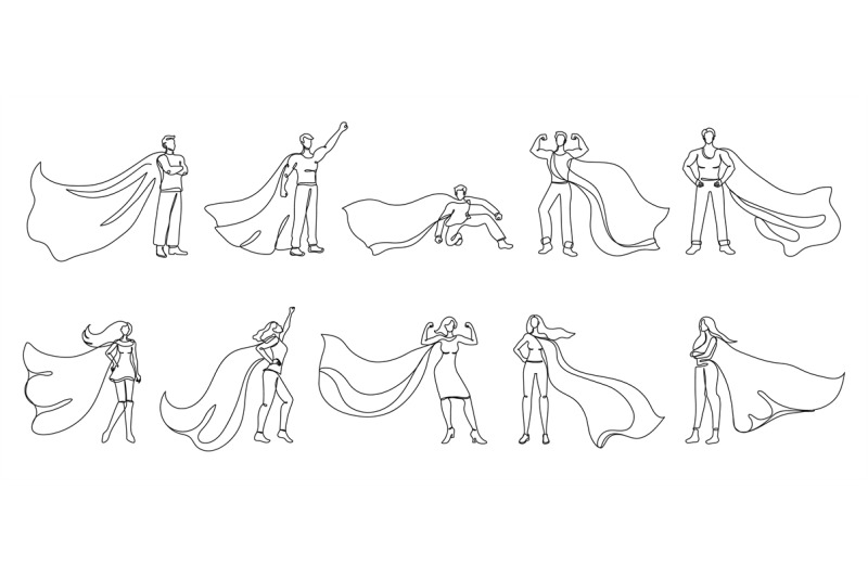 continuous-one-line-superheroes-super-woman-and-man-with-hero-cloth-c