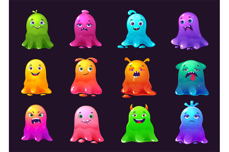 cartoon-slime-monsters-sticky-blob-character-color-jelly-creatures-a