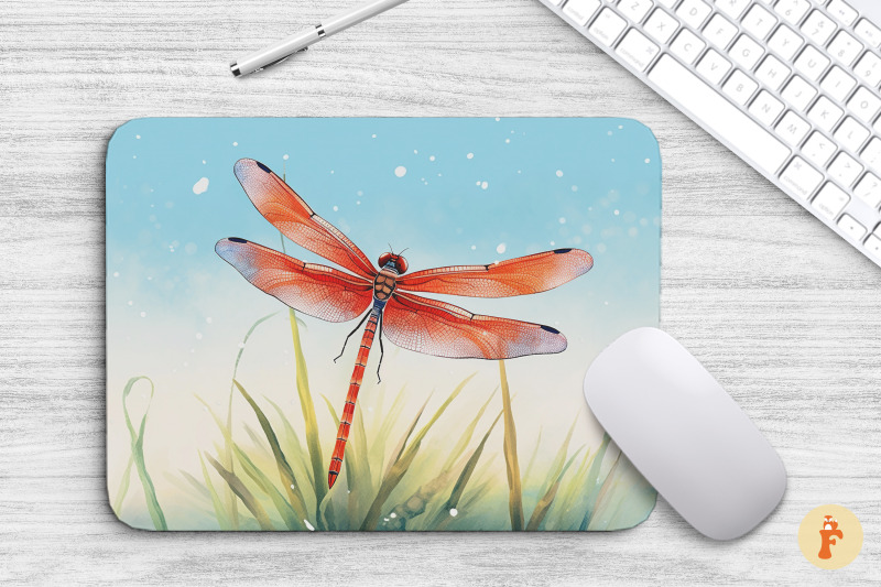 mouse-pad-watercolor-red-dragonfly