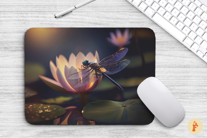 mouse-pad-vibrant-dragonfly-on-flower