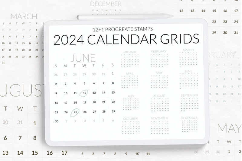 2024-calendar-grids-stamps-for-procreate