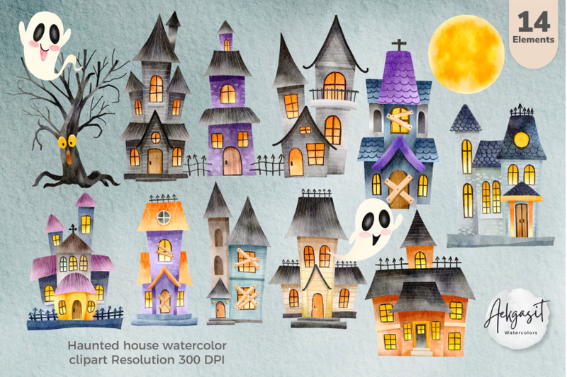 haunted-house-watercolor-cartoon-clipart