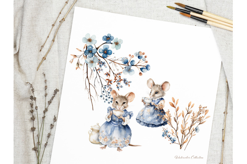 vintage-watercolor-mice-at-the-tea-party-cute-illustration