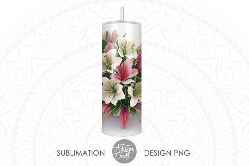 3d-lilies-tumbler-wrap-3d-tumbler-design-lily-flower