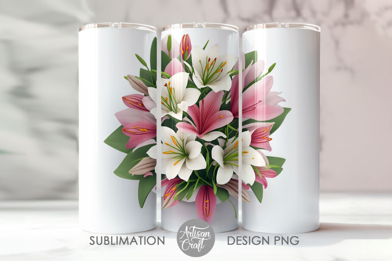 3d-lilies-tumbler-wrap-3d-tumbler-design-lily-flower