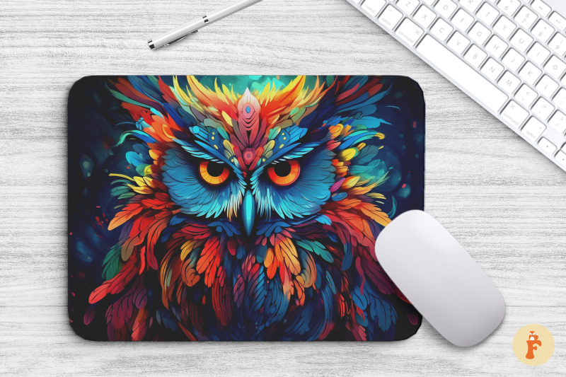 mouse-pad-beautiful-colorful-owl