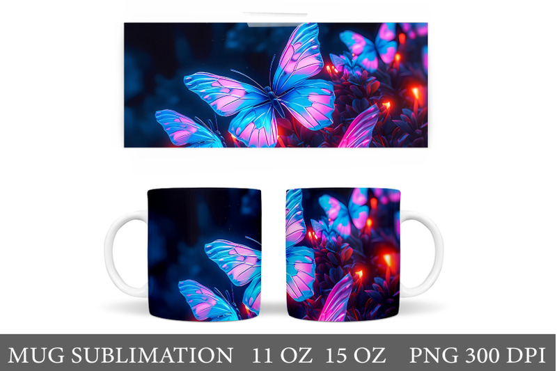 3d-neon-butterflies-mug-wrap-3d-butterfly-mug-wrap