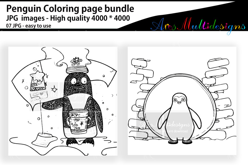 penguin-coloring-page-bundle