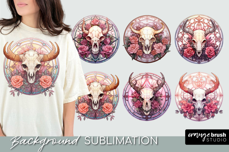 halloween-skull-sublimation-stained-glass-style-round-png