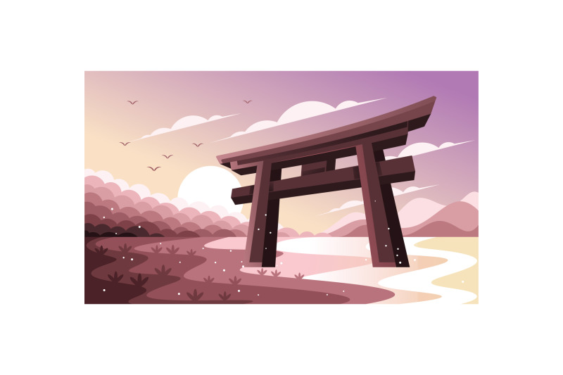 torii-gate-japan-in-beach-illustration