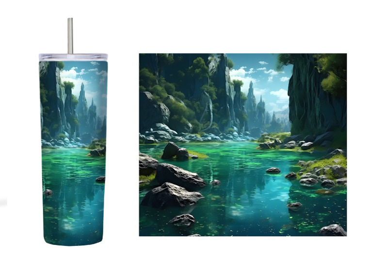 3d-river-tumbler-nature-tumbler-3d-mountains-tumbler