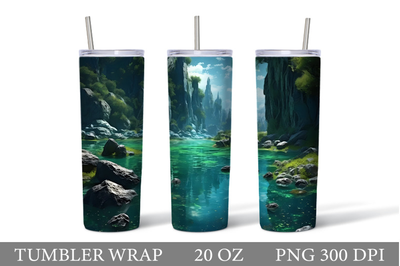 3d-river-tumbler-nature-tumbler-3d-mountains-tumbler