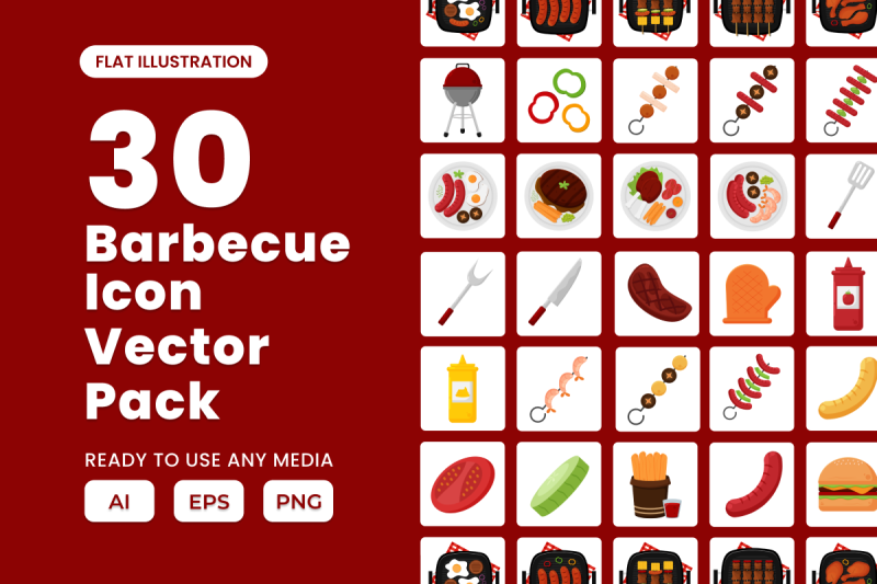barbecue-2d-icon-illustration-set