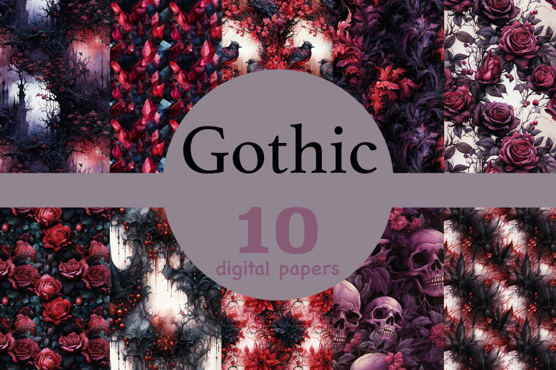 gothic-digital-paper-halloween-pattern-collection