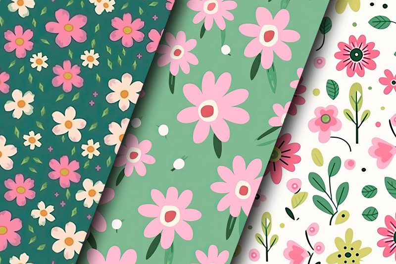 pink-amp-green-cute-flowers-seamless-pattern-floral-digital-papers