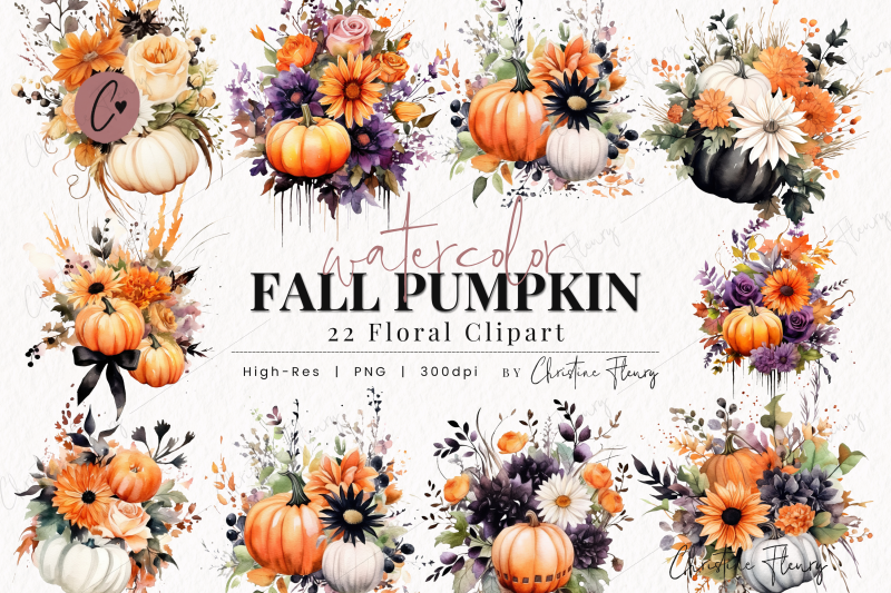 watercolor-fall-pumpkin-floral-clipart