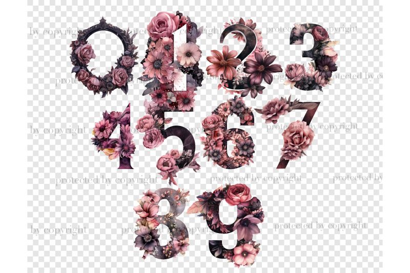 gothic-flowers-alphabet-watercolor-floral-clip-art-bundle