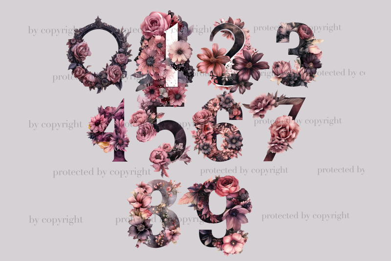 gothic-flowers-alphabet-watercolor-floral-clip-art-bundle