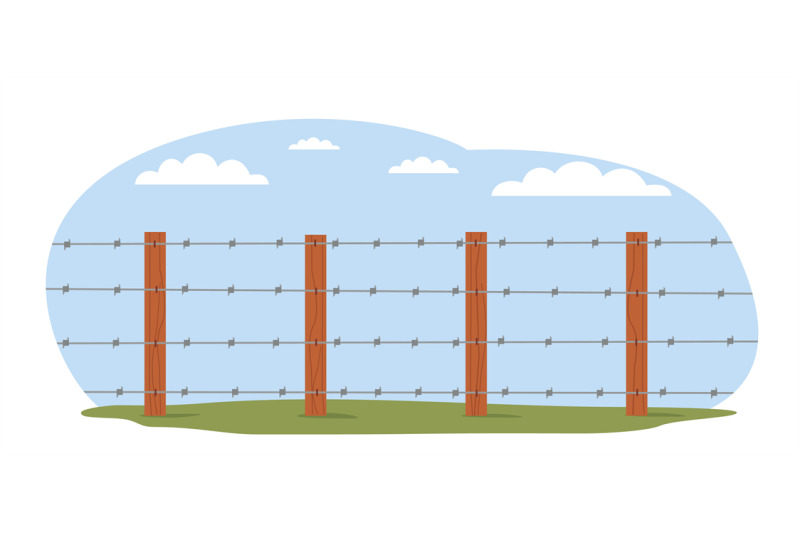 green-field-and-posts-with-barbed-wire-private-or-danger-forbidden-p