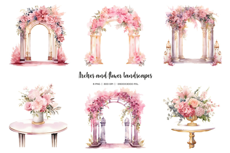 watercolor-glamour-wedding-clipart-pink-and-gold-gorgeous-wedding