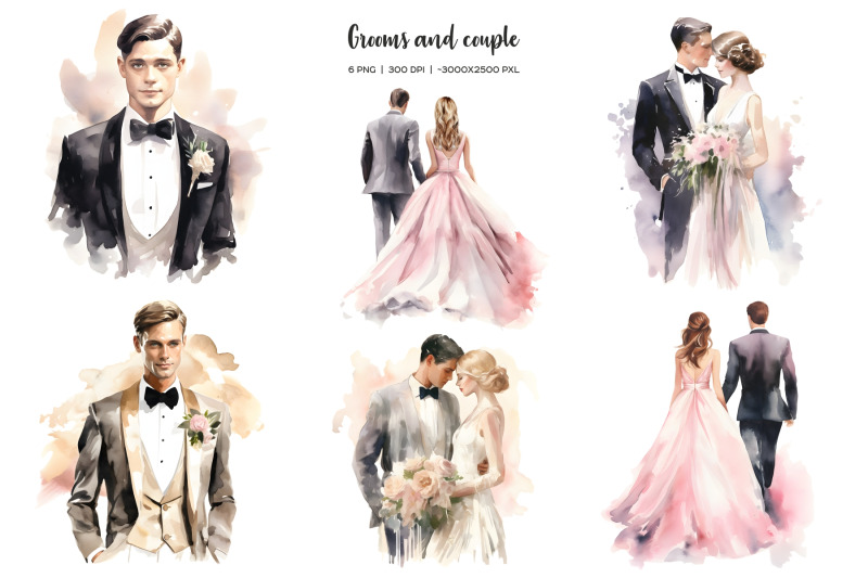 watercolor-glamour-wedding-clipart-pink-and-gold-gorgeous-wedding