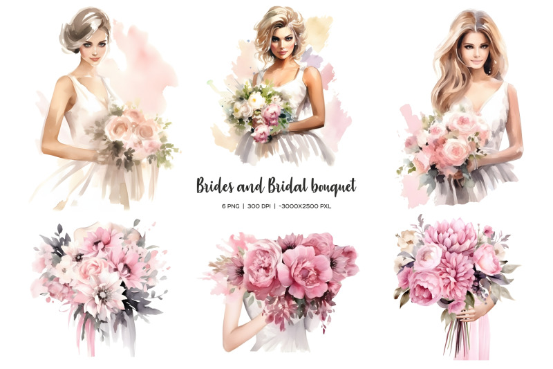 watercolor-glamour-wedding-clipart-pink-and-gold-gorgeous-wedding