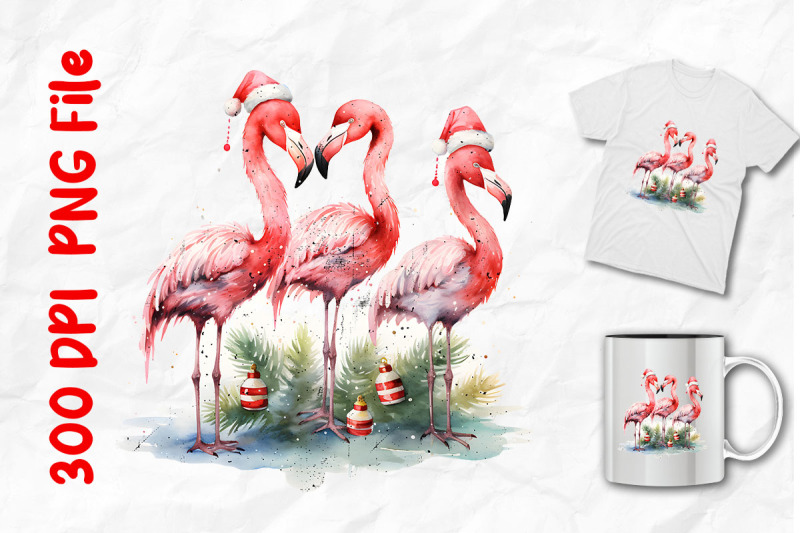 christmas-flamingos-wearing-santa-hat