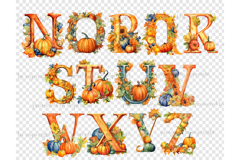 pumpkin-alphabet-wedding-invitation-clipart-set