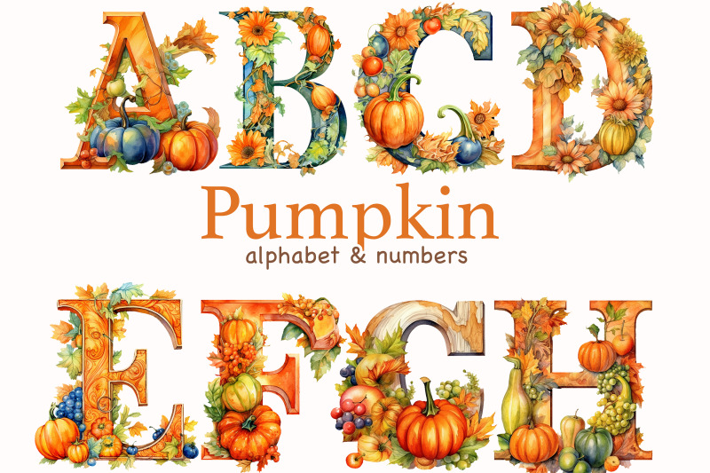 pumpkin-alphabet-wedding-invitation-clipart-set