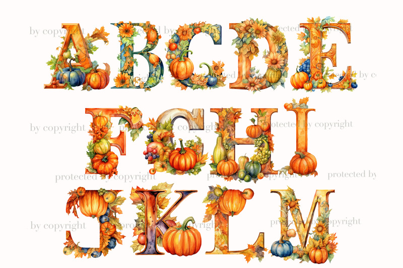 pumpkin-alphabet-wedding-invitation-clipart-set