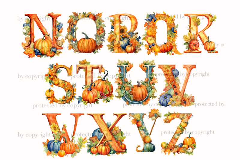 pumpkin-alphabet-wedding-invitation-clipart-set