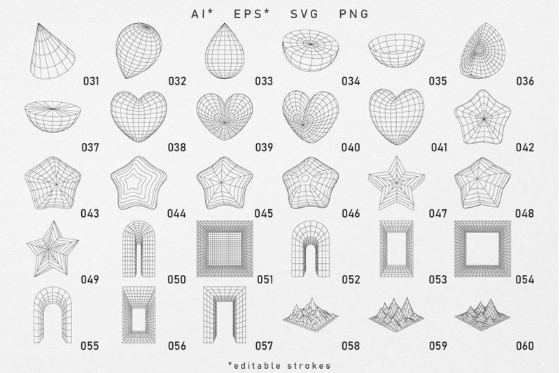 136-wireframe-abstract-geometric-vector-shapes