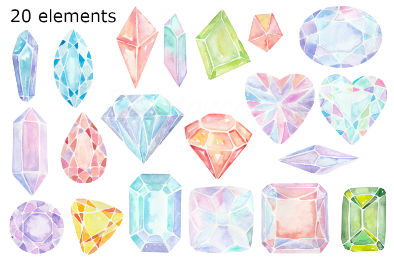 crystals-watercolor-clipart