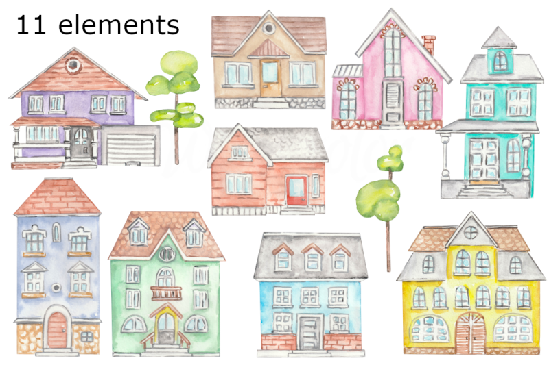 watercolor-houses-clipart