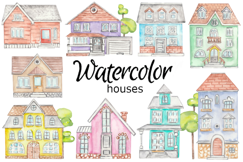 watercolor-houses-clipart