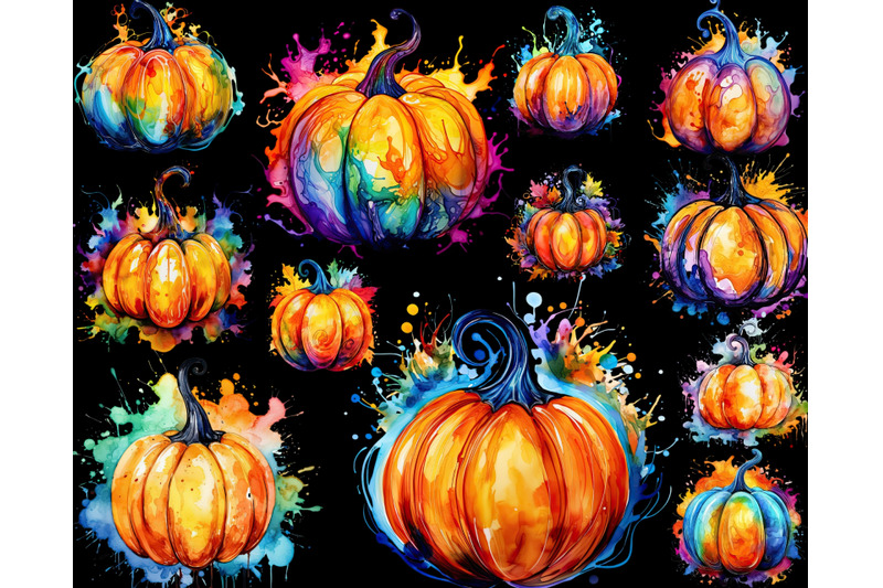 colorful-watercolor-pumpkins-clip-art