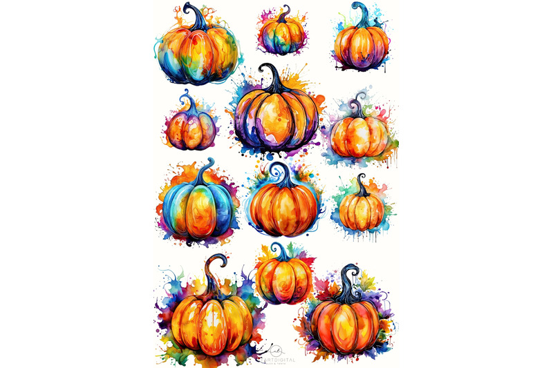 colorful-watercolor-pumpkins-clip-art