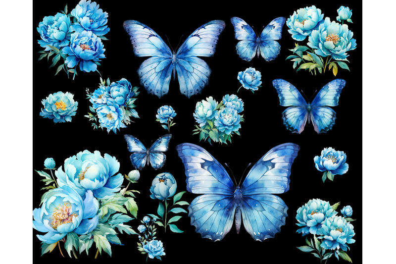 watercolor-blue-peony-and-butterfly-png-clipart