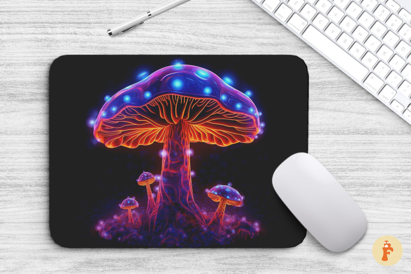 mouse-pad-glowing-neon-trippy-mushroom