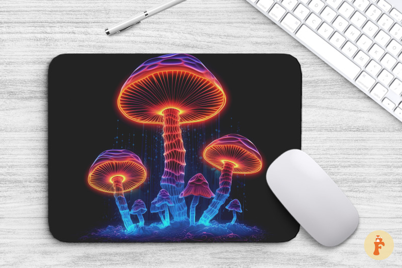 mouse-pad-geometry-neon-color-mushrooms