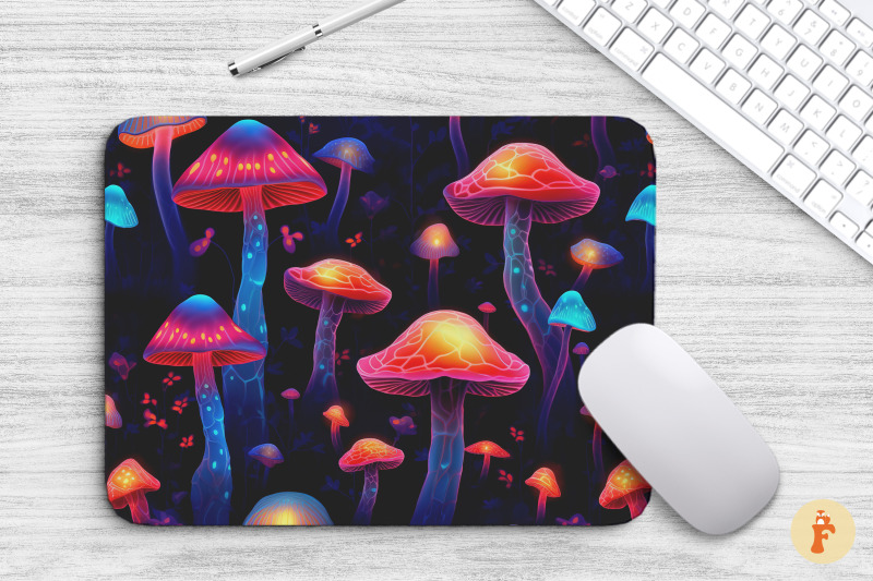 mouse-pad-glowing-neon-mushrooms-pattern