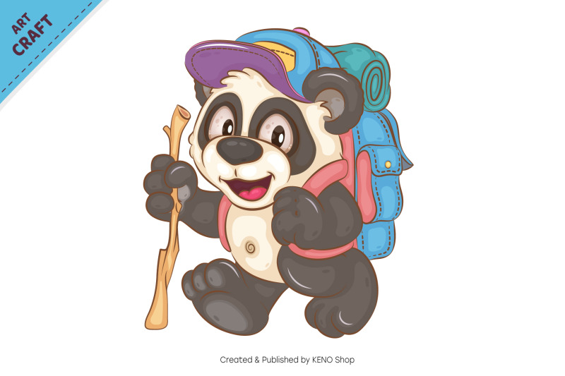 cartoon-panda-hiking-animal-art