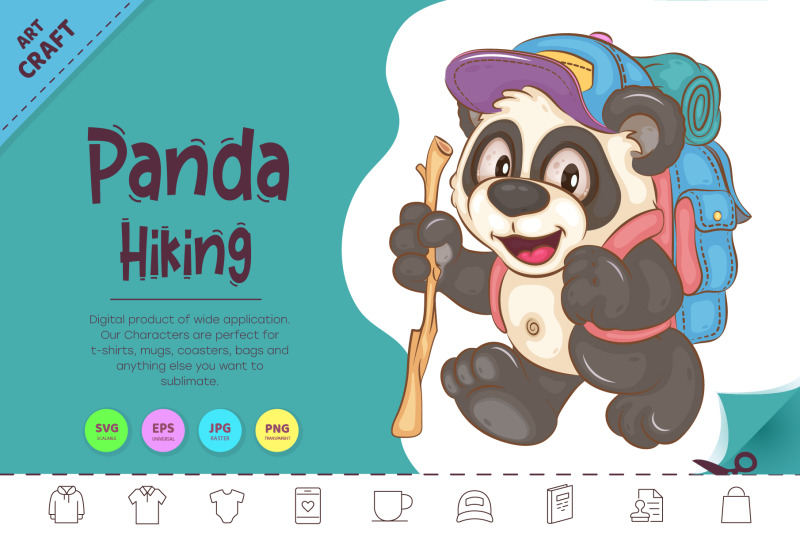 cartoon-panda-hiking-animal-art