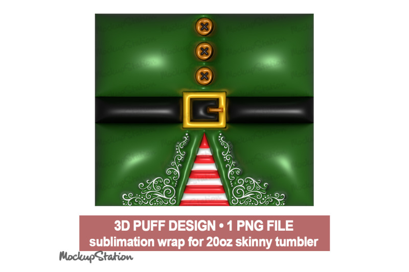 3d-inflated-puff-christmas-tumbler-wrap-puffy-elf-design-sublimation