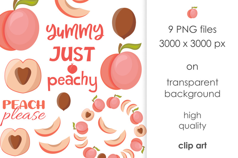 peach-set-vector-flat-style