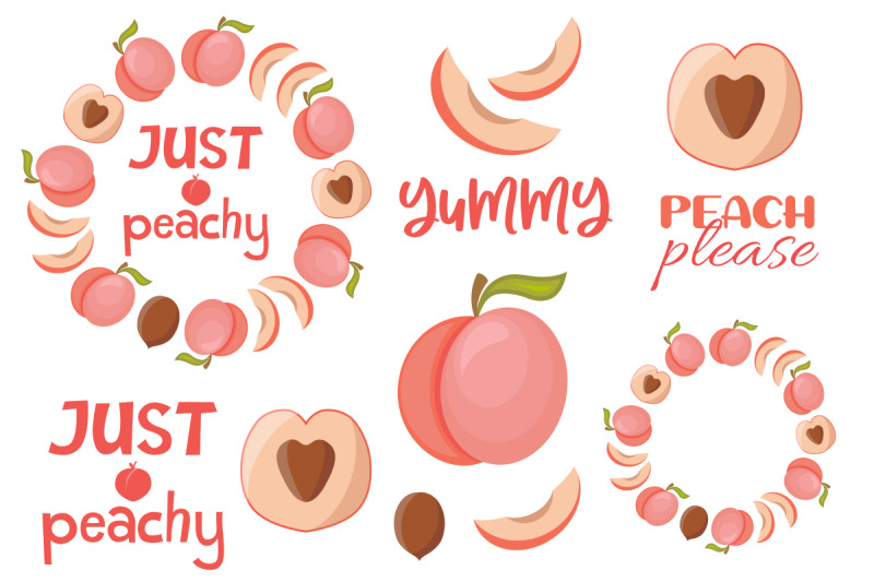 peach-set-vector-flat-style