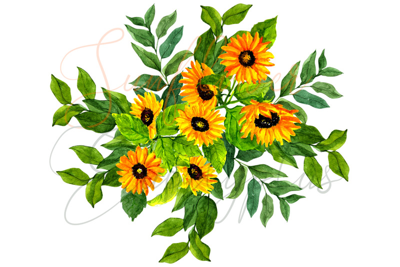 watercolor-sunflower-eucalyptus-clipart