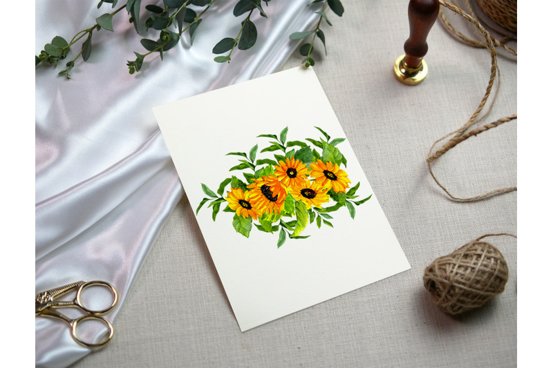 watercolor-sunflower-eucalyptus-clipart