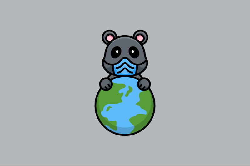 cute-koala-or-bear-holding-earth-globe-vector-design-template